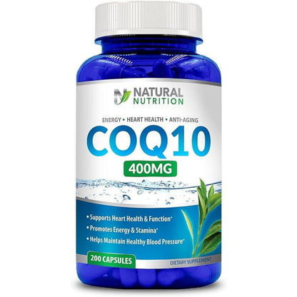 Natural Vitamin CoQ10 Extra Strength 400mg 200 Capsules Quick Absorption (Gluten Free & Non-GMO)