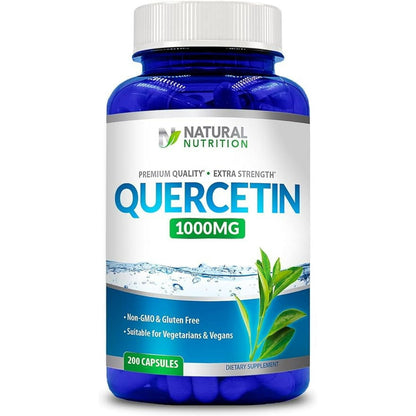 Natural Vitamin Quercetin 1000mg Extra Strength 200 Capsules (Gluten Free & Non-GMO)